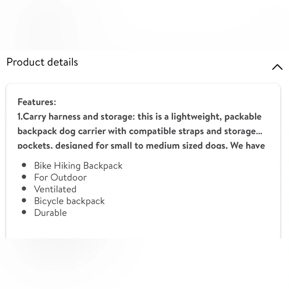 PET || Shoulder Backpack. Sz. Small/Medium Dogs